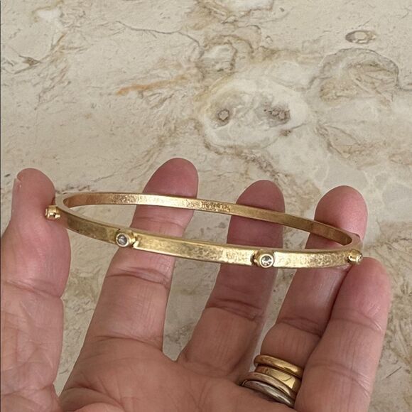 Lia Sophia Bangles Set - 5 Brushed Gold-tone & Crystals Bracelets - Picture 9 of 10